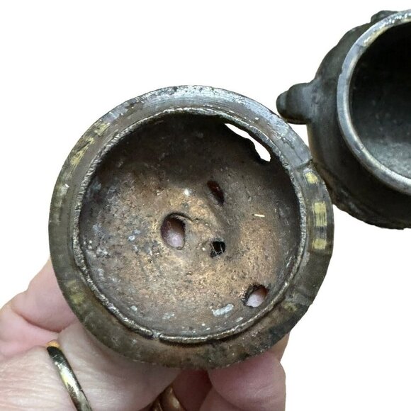 Chinese Triple Footed Brass Incense Burner Guardian Foo‎ Dog Lion Head 3.5” - Picture 7 of 8